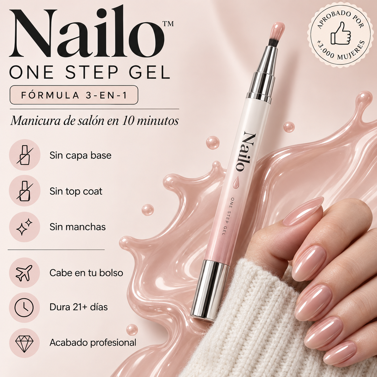 Nailo™ Pen Gel 3-en-1 con Luz UV
